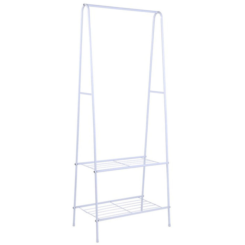 Haloyo - Portant à vêtements, Penderie à vêtements, Portemanteau avec 2 étagères de Rangement pour Chaussures, Cadre métallique, Gain de Place, pour