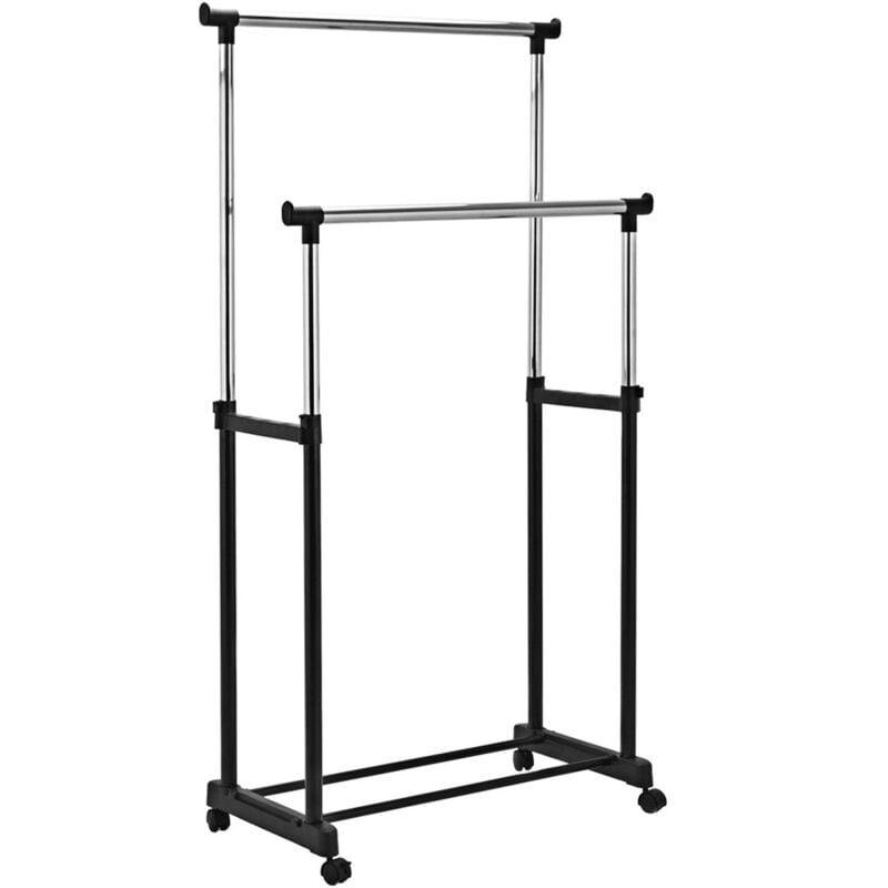 Portant à vêtements portant penderie sur roulettes 84 x 43 x 168 cm 2 barres