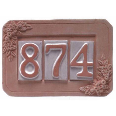 Portanumero In Terracotta 3 Posti Cm. 24X16 - 5 Pz