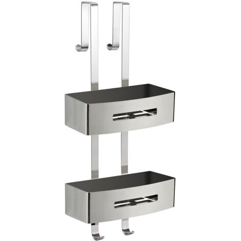 Portaoggetti appendibile 2 ripiani in acciaio inox AISI 304 Gedy serie POSEIDON - Cromo Lucido
