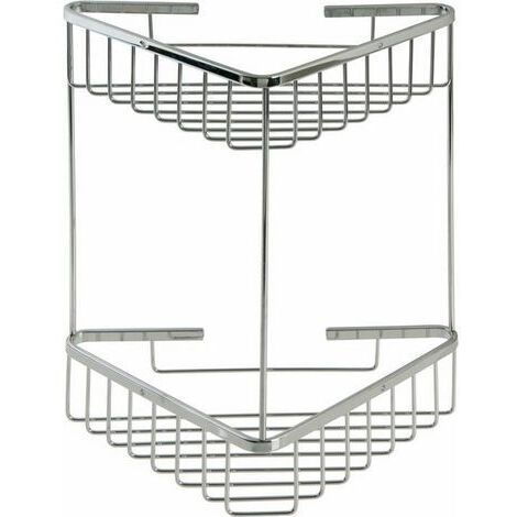 Portaoggetti Bagno Angolare Doppio Acciaio Inox Cromato 20X20X35Cm Maurer