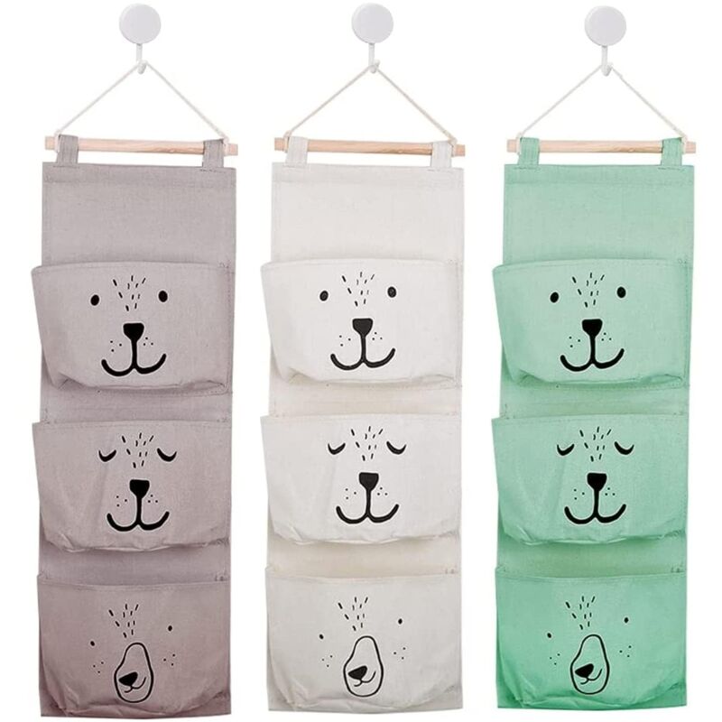 Image of Portaoggetti da appendere, 3 pezzi, 60 x 20 cm, organizer da appendere per il bagno, borsa da appendere per bambini, adatto per la camera dei