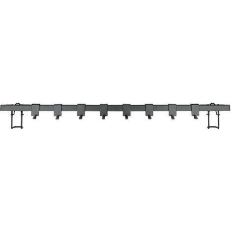 Portaoggetti da cucina Gala, portautensili da cucina a parete con 8 ganci per accessori da cucina, montaggio a parete, acciaio, 60x4x2,5 cm, nero opaco