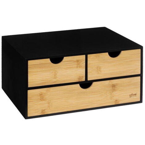 NORTHIX 5five - torre di archiviazione per ufficio a 3 cassetti in bambù bava, nero