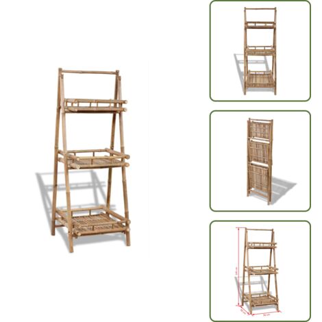 Portaoggetti in bambù - vidaXL Supporto per Piante a 3 Ripiani Pieghevole in Bambù - Scaffale pieghevole