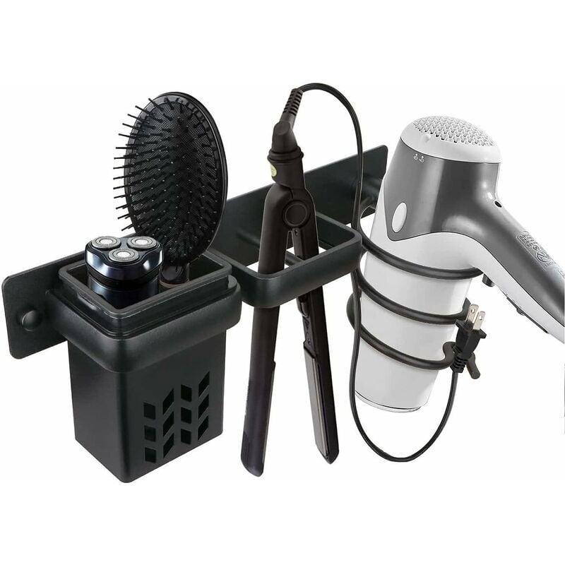 Image of Portaoggetti per asciugacapelli Accessori da bagno Set organizer e piastra per capelli Porta accessori professionale per montaggio a parete in