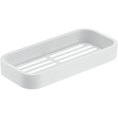 Portaoggetti rettangolare per doccia da muro in ottone, acciaio inox AISI 304 e Cromall 3218 Gedy serie OUTLINE Bianco Opaco