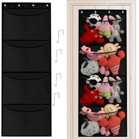 Portaoggetti sospeso, organizer per peluche per bambini, rete portaoggetti sospesa con 4 tasche, organizer da appendere, organizer per porta