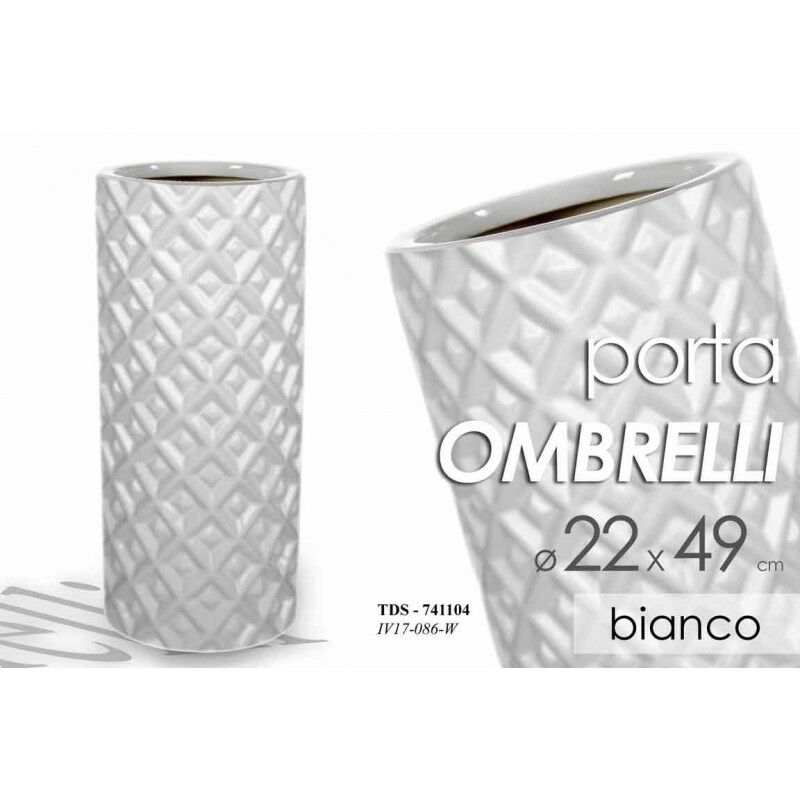 Portaombrelli in ceramica bianco design cm 22 x 49 h