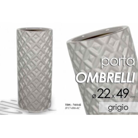 Portaombrelli in ceramica grigio design cm 22 x 49 h