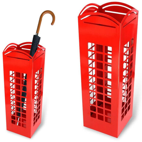 Portaombrelli in Metallo Design Quadrato Stand Rosso London