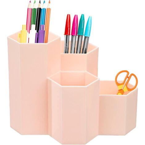 Portapenne esagonale in plastica, portapenne, contenitore per cancelleria, portapenne multifunzionale, portapenne (polvere)