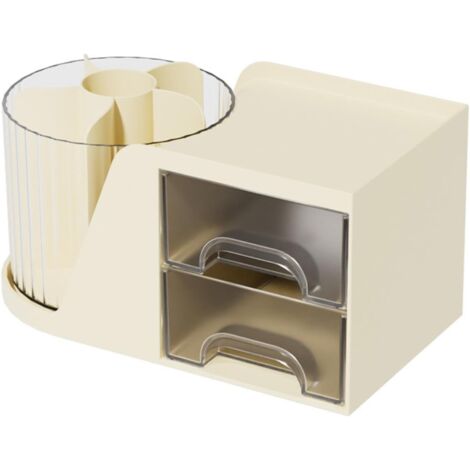 Portapenne girevole a 360 gradi con cassetti, organizer per matite, pennelli per il trucco per la casa, organizer da scrivania con cassetto, organizer da tavolo per la scuola