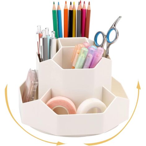 Portapenne girevole, organizer da scrivania girevole a 360°, portapenne girevole a 9 scomparti, astuccio per penne, scatola portapenne, carta da ufficio, materiale scolastico, pennello per trucco