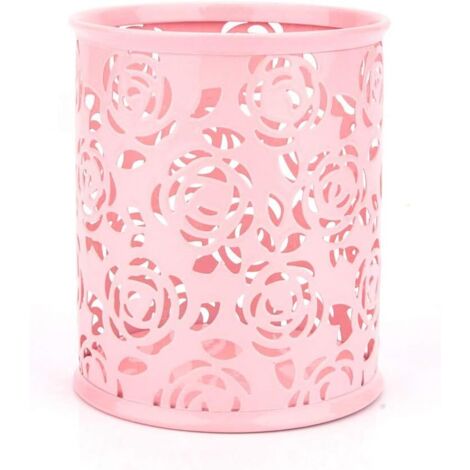 Portapenne, portapenne, design originale in rosa traforato, semplice ed elegante, portapenne in metallo, accessorio elegante e pratico per l'ufficio o la cucina.