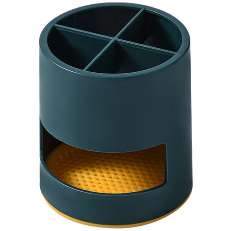 Portapenne/scatola portaoggetti rotondo in plastica per il trucco - Verde