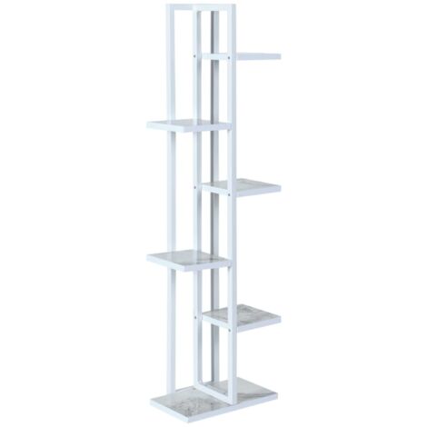 Portapiante a 5 livelli 120 x 34 x 21 cm marmo bianco / bianco 030007699