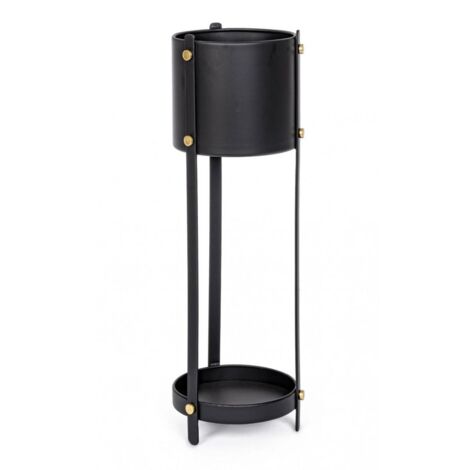 Portapiante Rotondo Ø20x66 cm in Acciaio Nero