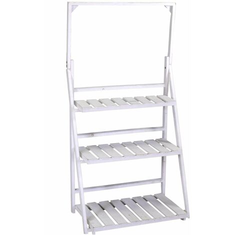 Portapiante Scaffale 3 ripiani 68,5x40xh132 cm in Legno Bianco