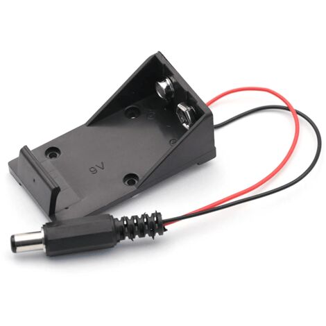 Portapilas para 1 pila 6LR61 9V Arduino DC 5.5x2.1 mm  Negro