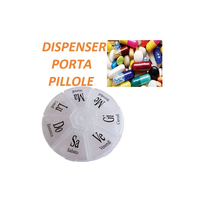 Image of Portapillole Tondo Porta Pillole Compresse 7 Giorni Giornaliero Medicinale Tascabile