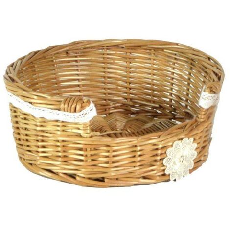 Portaplatos Lorraine con puntilla y flor blanca cm25x25x10h6