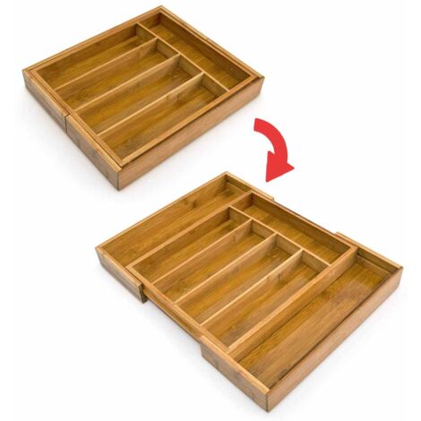 Portaposate Estensibile da Cassetto Cucina Porta Posate in Legno Bambù 37x31cm