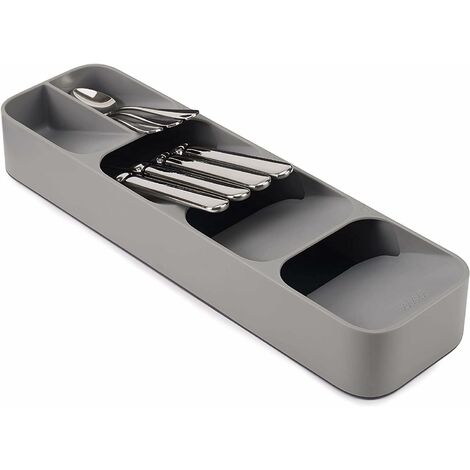 Organizzatore Posate, Vassoio Utensili Espandibile Per Cassetto,  Portaposate E Posate Regolabile, Contenitore Posate In Plastica Compatto  Con Cassetto, Grande Grigio