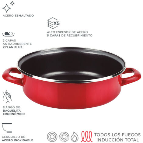 Portapranzo Optimax Ø26cm Acciaio Smaltato Rosso AISI 430 Fagor