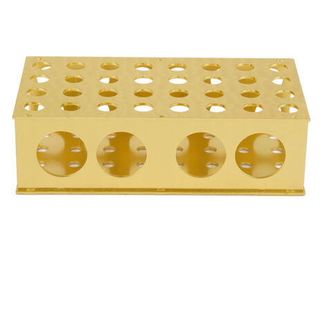 Portaprovette in alluminio placcato oro, diametro foro: 8 × 12,3 × 18 × 30 mm, per uso di laboratorio