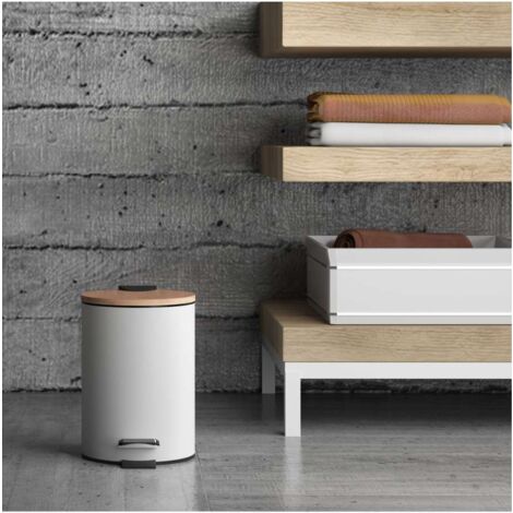 Portarifiuti con pedale 3L Bambu Bianco