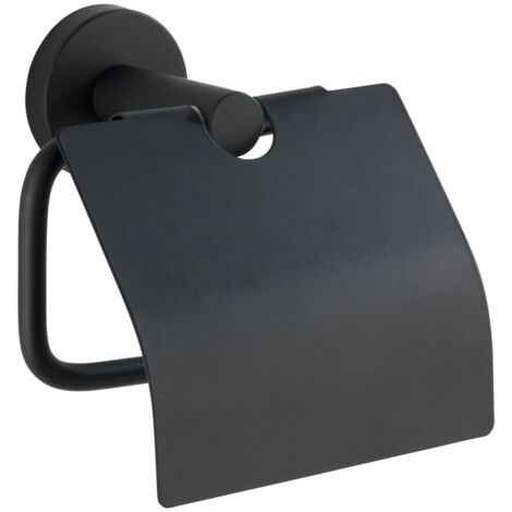 PORTAROLLO WC BOSIO NEGRO CON TAPA - 24241