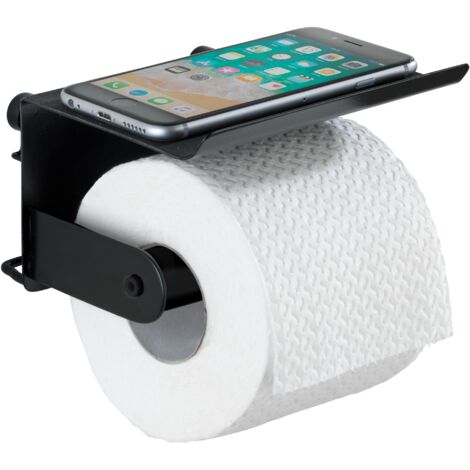 Portarotolo bagno con portaoggetti Classic Plus Black