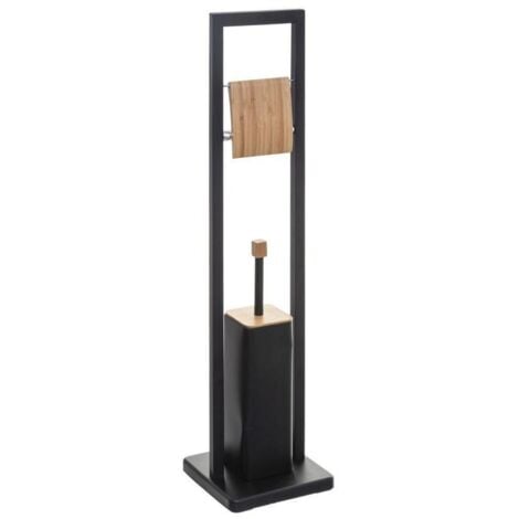 NORTHIX Portarotolo con scopino - Nero / Bambù