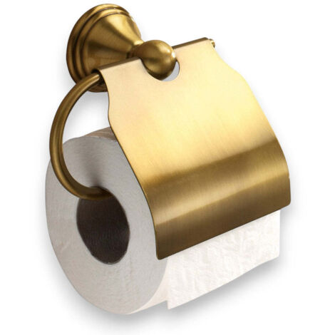 Portarotolo coperto da bagno in ottone bronzato per carta igienica da fissare a muro Linea Bronze