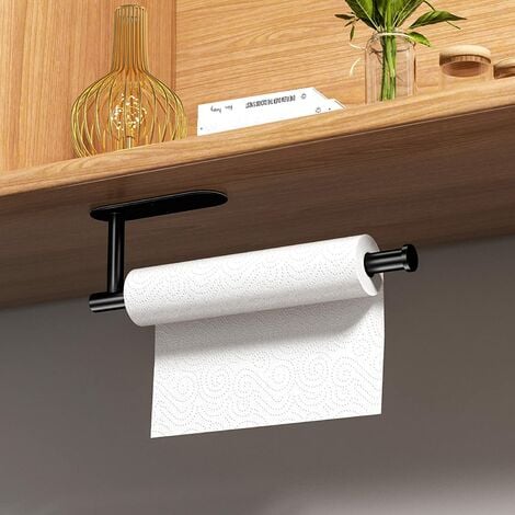 bianco Porta asciugamani di carta - sotto gabinetto Porta asciugamani di  carta per cucina , Adesivo Tovagliolo di carta rotolo Rack per Asciugamano  da bagno , montaggio a parete opaco nero Tovagliolo