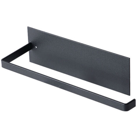 Portarotolo da cucina a parete KZQ, senza fori, in metallo autoadesivo, 26 cm, nero