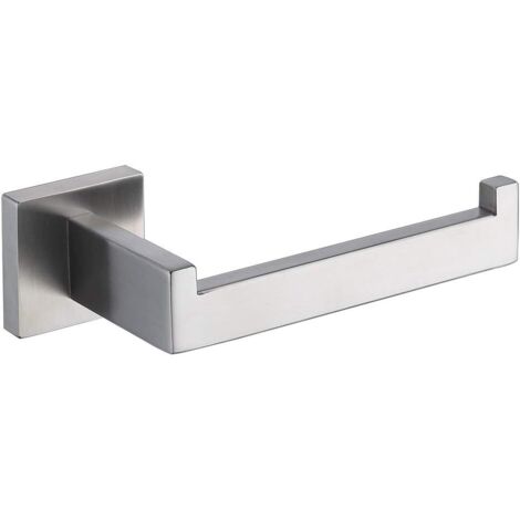 Portarotolo di carta igienica, colore nichel spazzolato, porta rotolo/dispenser/gancio, montaggio a parete, adatto per bagni e cucine, stile moderno quadrato in acciaio inox (argento).