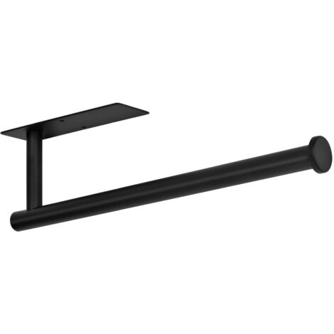 Portarotolo di carta igienica da parete in acciaio inox, senza foratura, autoadesivo, pratico, sottopensile, cucina, bagno, nero
