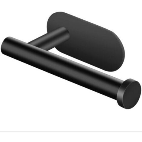 Portarotolo Carta Igienica Autoadesivo Nero | In Lega Di Alluminio | 18 Cm | Montaggio A Parete O Con Vite - 3