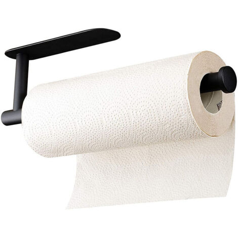 Portarotolo di carta igienica nero, portarotolo di carta igienica da parete o autoadesivo, portarotolo di carta igienica da cucina in acciaio inox. Portarotolo di carta igienica da cucina sottopensile