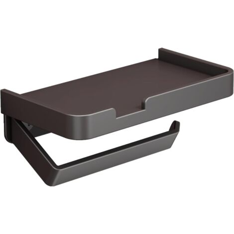 Portarotolo di carta igienica senza foratura (con cornice, nero) - Portarotolo di carta igienica in alluminio senza foratura - Autoadesivo, adatto per cucine e bagni.