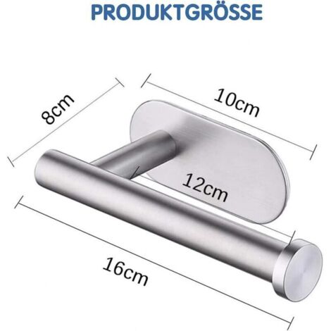 Portarotolo di carta igienica senza foratura per bagno e lavanderia, acciaio inox Sus304, nichel spazzolato, argento