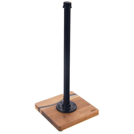 Portarotolo di carta, metallo, legno, nero, RIVER, 35 cm