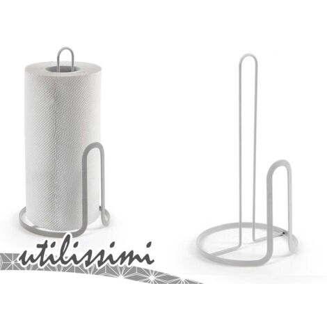 PORTAROTOLO IN FILO DI FERRO 16X16X31CM IN COLORE BIANCO