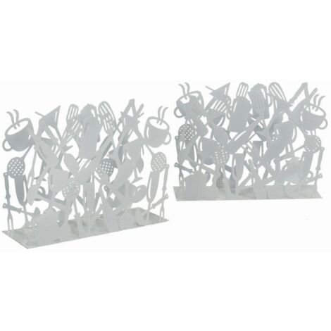 Portarrevistas de metal blanco para cubiertos 1-2, 35x12x26 cm