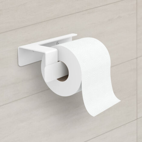Portarrollos Adhesivo para baño fabricado en acero y acabado blanco mate Peso máx.: 1kg Medidas 16x5x8,2cm Incluye adhesivo extra fuerte y tornillos para elijas como fijarlo a la pared -