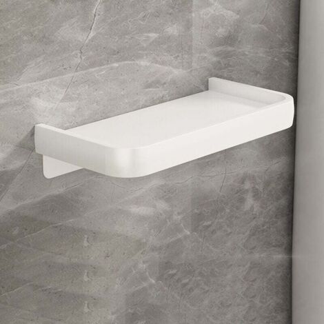 Portarrollos autoadhesivo para papel higiénico, de pared, con estante de acero inoxidable, sin necesidad de taladrar, para baño y cocina (una sola capa, blanco)