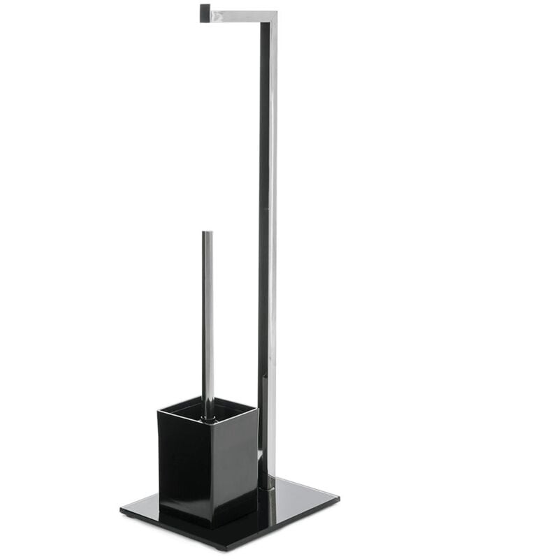 

Portarrollos con escobilla negro de metal de 22x18x71 cm
