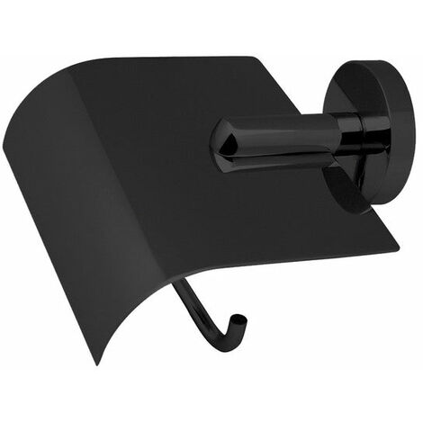 Portarrollos con tapa, serie ECO, acabado negro mate - MANILLONS TORRENT